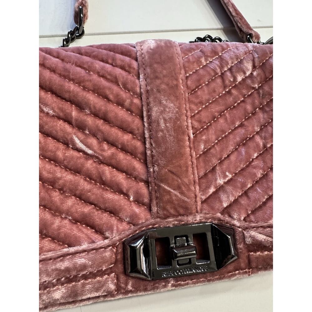 Rebecca Minkoff Pink Love Velvet Chevron Crossbody Bag Chain - Picture 2 of 8